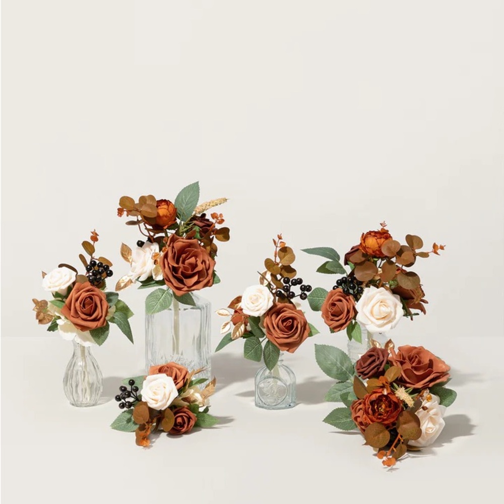 Ling’s Moment - Mini Premade Flower Centerpiece Set in Sunset Terracotta (16)